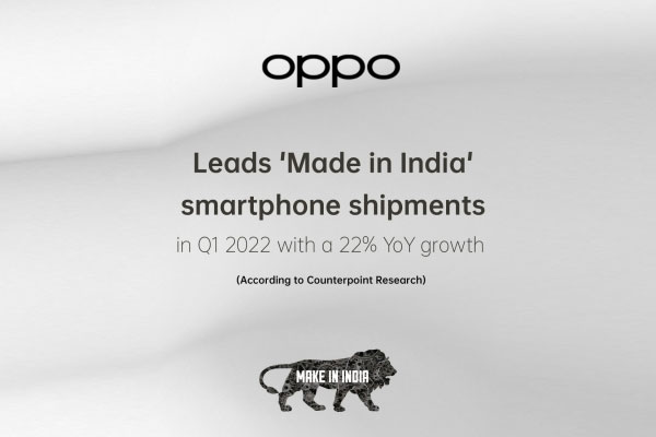  oppo leads made in india smartphone shipments with 22 percent growth in q1 518419