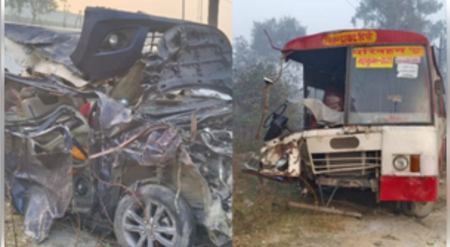 Three killed in collision between car and bus on Jaunpur-Raebareli highway, people were returning from Mahakumbh - Jaunpur News in Hindi